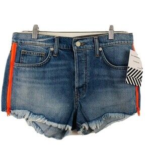Free People Blue Jean Shorts with Orange Accents